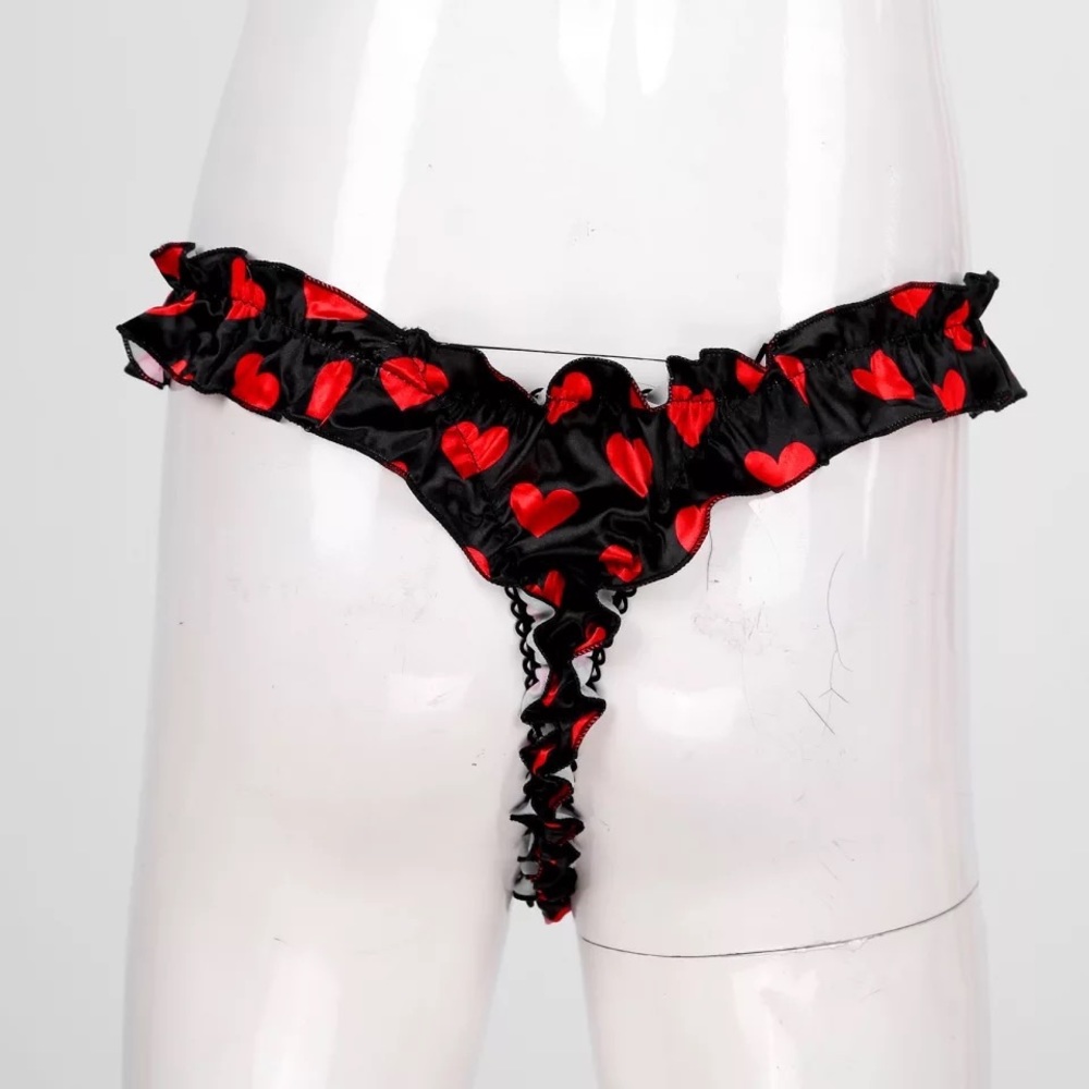 Men’s Women’s Silk Panties Satin Briefs Cute Hi-Lo Rise Thongs Scrunch Underwear - Picture 1 of 16